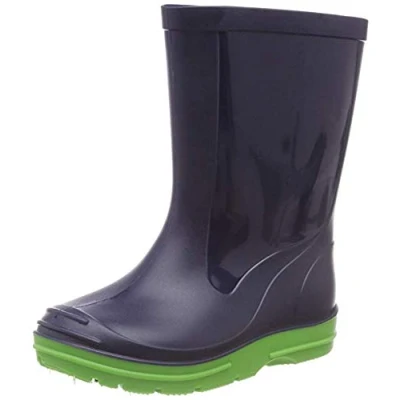 Image de Beck Basic, Bottes &amp; Bottines de Pluie Mixte Enfant, Bleu foncé/Vert, 23