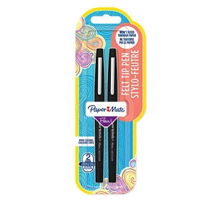 Image de Paper Mate 2027069 Flair Lot de 2 Stylos feutres pointe moyenne 1,1 mm Noir