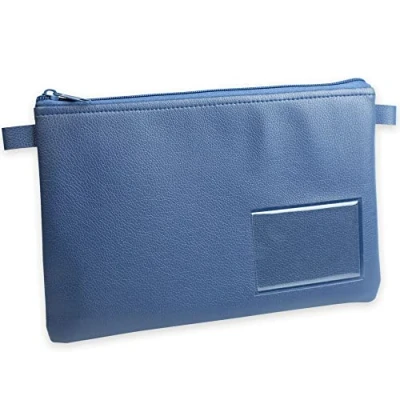 Image de effektivo Porte Monnaie en Cuir synthétique coloré avec Fermeture éclair et fenêtre pour Documents jusqu&#039;à DIN A5 Bleu