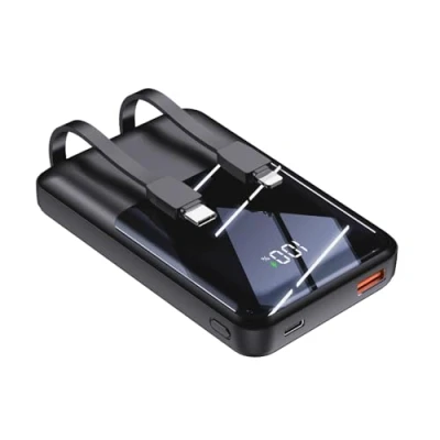Image de Chargeur de Téléphone Portable avec Câbles Intégrés 10000mAh Power Bank 22,5 W Charge Rapide Affichage LED Batterie USB C Ultra Compacte Compatible iPhone 16/15/14/13/12 etc (Noir, 10000mAh)
