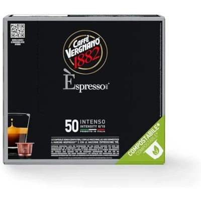 Image de Caffè Vergnano 1882 Èspresso capsules Café compatibles Nespresso et Biodégradables, Intenso Pack de 50
