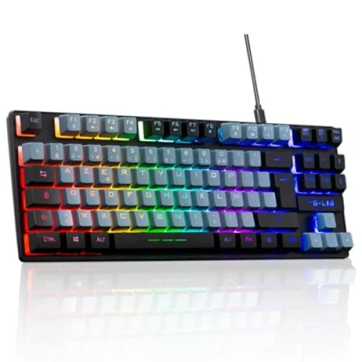 Image de The G Lab Keyz Caesium TKL Clavier Gamer 87 Touches Filaire USB AZERTY, RGB Personnalisable, Macros programmables Gaming Compact sans Pavé Numérique pour PC/PS4/PS5 (Gris Noir)