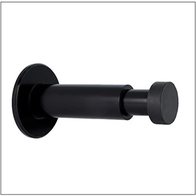 Image de EVI HERRAJES Butée de porte murale réglable en laiton double adhésif ou avec bande fond (Acier Inoxydable Noir Laqué)