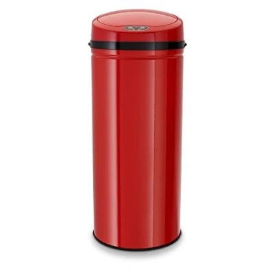 Image de ECHTWERK poubelle, poubelle avec capteur, Touchless électrique, capteur de mouvement infrarouge, corps en acier inoxydable, capacité 42 litres, INOX Red