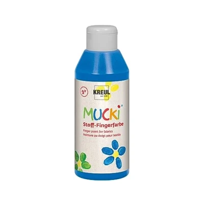 Image de Kreul 28404 Mucki Peinture Tissu, 250 ML en Bleu, sans parabène, Gluten, Lactose et végétalienne, optimale pour l&#039;application avec Les Doigts Mains, Blue