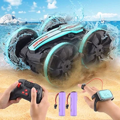 Image de SIVQIKE Voiture télécommandée 4WD,Capteur gestuel étanche RC Stunt,Véhicule amphibien avec télécommande de 50 m,Rotation à 360 ,pour 6.7.8.9.10 + Ans,Cadeau Amusant 80 Minutes…