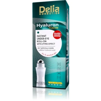 Image de Delia Cosmetics Hyaluron Fusion Roll On Lifting Contour des yeux Complexe raffermissant immédiat sous les pour cernes et pattes d&#039;oie aspect plus clair lisse 15 ml