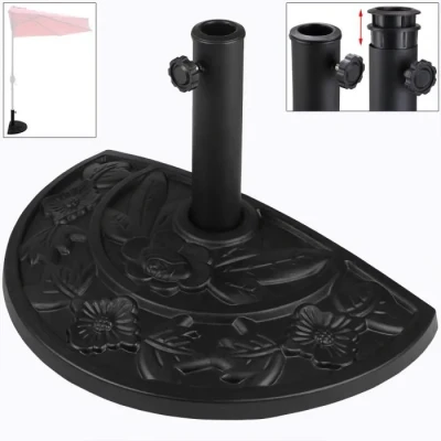 Image de pied de parasol demi cercle en Support 9 kg fonte d&#039;aspect Noir …