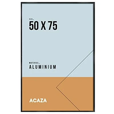 Image de ACAZA cadre photo en aluminium massif, de taille 50 cm x 75 cm, plexiglas, bord noir