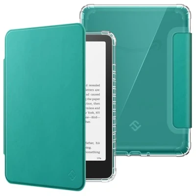 Image de FINTIE Étui pour 7&quot; Kindle Paperwhite 2024 (12e Génération) et Colorsoft Signature Edition (1re Génération), Transparent en TPU Souple Housse Veille/Réveil Auto, Jade