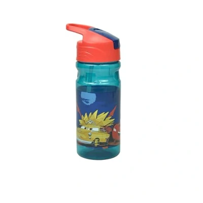 Image de OM SUPPLIES Bouteille d&#039;eau réutilisable avec poignée intégrée pour un transport facile à l&#039;école, le déjeuner des enfants, 550 ml (voitures)