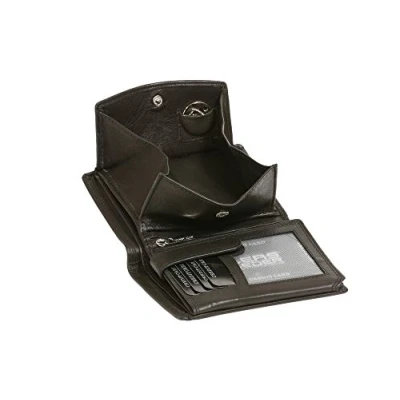 Image de LEAS Modèle VIENNE portemonnaie en cuir de vachette, fabrication façon viennoise avec compartiment pour la monnaie carré typique, noir