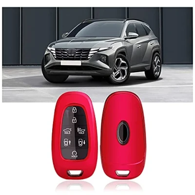 Image de SHAOHAO Compatible avec Hyundai Tucson NX4 2021 2022 2023 2024 Plug in Hybrid PHEV N Line Coque de clé Voiture en Silicone TPU Key Cover Rouge