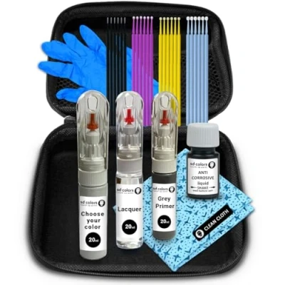 Image de SD COLORS Fervent RED ZNB Kit de réparation stylo retouche peinture 20 ML avec pinceau à rayures Code couleur Rouge (peinture + apprêt laque)