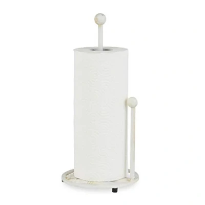 Image de Relaxdays 10026417 Support de Rouleau Pieds, Fonte Fer, Porte sopalin Retro, Style Rustique, Hauteur: 33 cm, Blanc, Weiß
