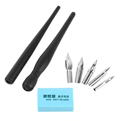 Image de Fdit Dessinée Ensemble De Stylos Calligraphie Kit Dessin d&#039;Anime avec 5 Crayons Interchangeables 2 Porte Et Gomme