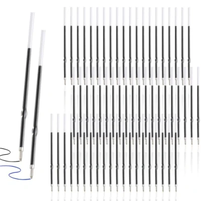 Image de recharge stylo bille Lot de 60 recharges pour stylos en bleu et noir, rétractable avec une épaisseur trait 1,0 mm. Convient aux à d&#039;une longueur 98