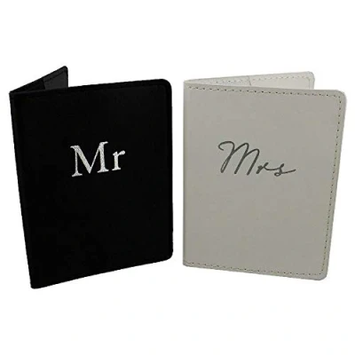 Image de Amore Set of 2 Mr &amp; Mrs Black and White Passport Holders Honeymoon by