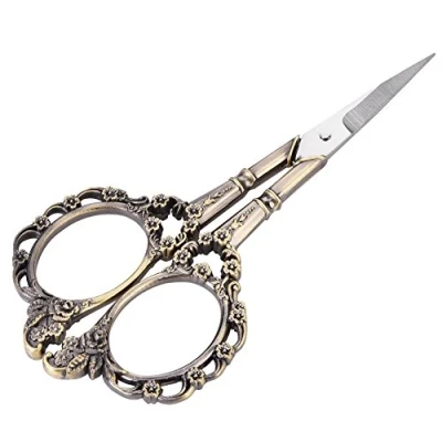 Image de Hilitand 1pc Ciseaux en Acier Inoxydable Vintage Fleur Broderie Classique à Broder la Main(Bronze vert)