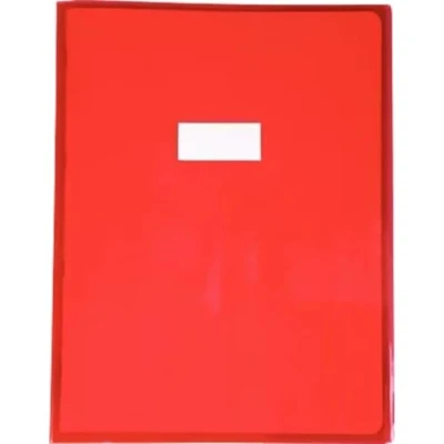 Image de Calligraphe 73403AMZC Un Protège Cahier Cristalux Rouge 24x32 cm 22/100ème avec Porte Étiquette PVC Transparent Lisse