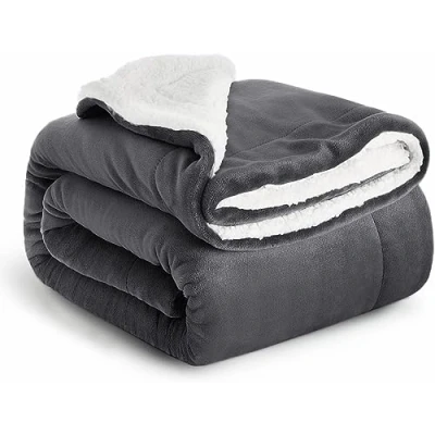 Image de IR Imperial Rooms Couverture Polaire Sherpa pour canapé réversible en Microfibre Douce et épaisse Gris, Double (150 x 200 cm)