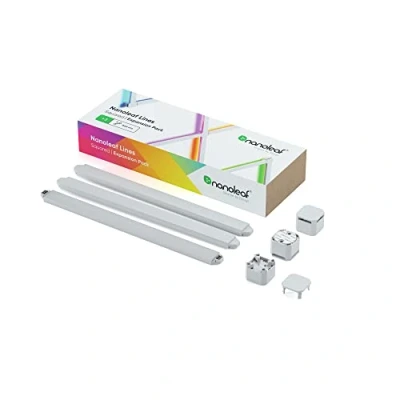 Image de Nanoleaf Lines 90 Degrés Squared Pack d&#039;Extension, 3 Barres Lumineuses LED RGBW Connectées Appliques Murales Luminaires Intérieur Modulaires Wi Fi 16M Couleurs, Compatible Alexa, Déco ou Gaming