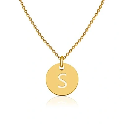Image de Good.Designs ® Collier de Dames en oro avec Medaillon personnalisé (Initiale Gravée) Bijoux initiaux pour Femmes