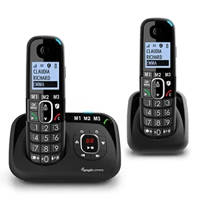 Image de Amplicomms BigTel 1582 Duo, téléphone DECT sans Fil à Grosses Touches, répondeur, Deux combinés, Audio Boost, sonneries puissantes, Compatible avec Aides auditives, Fonction Blocage des appels