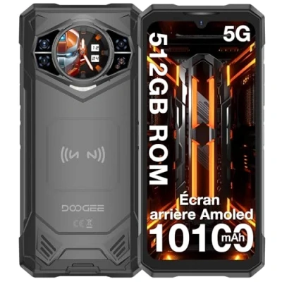 Image de DOOGEE S200 X Telephone Portable Incassable 5G, 32GB+512GB/TF 2TB, 10100mAh/33W, 100MP+20MP，Ecran arrière 1,32&#039;&#039;,Android 14 Smartphone Incassable,6.72+120Hz,Téléphone WiFi6/NFC/DDR5/Face ID/OTG