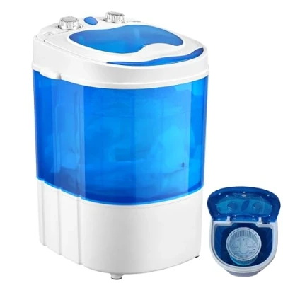 Image de Mini machine à laver avec essoreuse jusqu&#039;à 3 kg 2 compartiments Chambre d&#039;essorage 1 de voyage Camping mobile