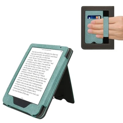 Image de kwmobile Étui Compatible avec Kobo Clara BW/Colour Coque à Rabat magnétique Tablette eReader Similicuir Menthe glaciale Gris foncé