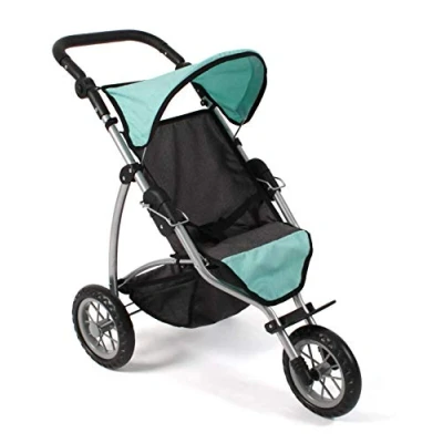 Image de Bayer Chic 2000 Leon Jogging Buggy Poussette pour poupée, 613 42, Mélange Anthracite/Menthe, 75 x 40 73.5 cm