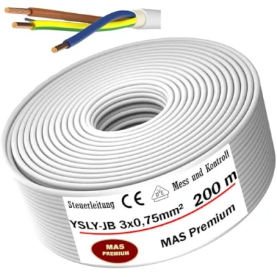 Image de YSLY JB Câble de commande flexible 5 à 250 m 3 x 0,75 mm² Gris mesure, contrôle et régulation pour machines outils (200 m)