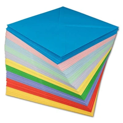 Image de Glüxx Agent Lot de 150 Enveloppes sans fenêtre Mélange multicolore carré 100 g/m² colorées 15,5 x cm Rabat pointu à collage humide pour mariage