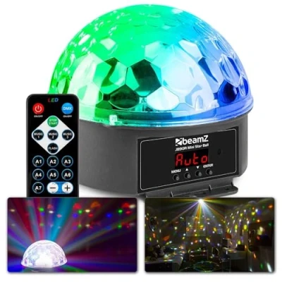 Image de BeamZ JB90R Jelly Ball Effet Lumineux 9 x 1W LED, 7 Canaux DMX, 82 Faisceaux Rotatifs, Mode Automatique et Audio, Faible Consommation, Boitier Solide, Télécommande Incluse