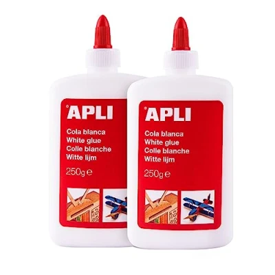 Image de APLI 19658 Lot de 2 queues blanches 250 g Idéal pour travaux manuels sur carton, bois, papier Convient un usage scolaire