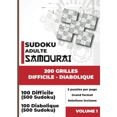 Image de Sudoku Adulte Samourai 200 grilles difficile DIABOLIQUE: Grand livre de puzzles (1000 Sudoku) niveau à diabolique Solutions incluses