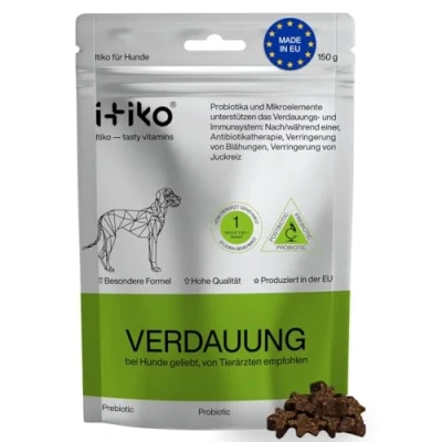 Image de Itiko Snacks digestifs pour Chiens Friandises probiotiques Favorise la Digestion Alternative à l&#039;argile Psyllium diarrhée Complément Alimentaire Chien