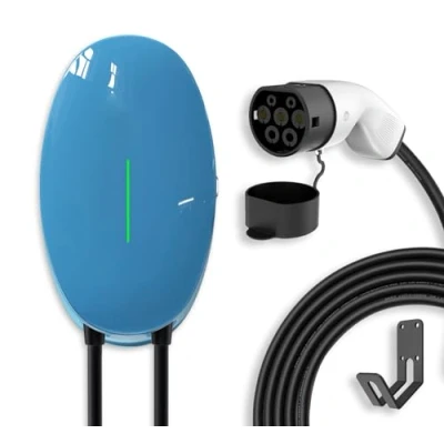 Image de EIDYBOX Type 2 Borne de Recharge Vehicule Electrique, 11KW Wallbox avec 6M Câble Charge, Triphasé 16A Chargeur Voiture Norme Européenne IEC 62196 pour EV PHEV Bleu
