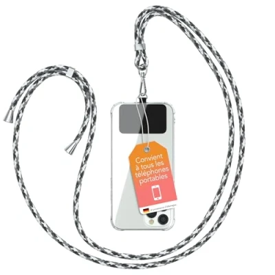 Image de EAZY CASE Chaîne Universelle pour téléphone Portable, adaptée à Tous Les Smartphones, Tour de Cou, Housse avec Cordon, Sangle cellulaire adapté Toutes Pochettes, Camouflage Noir