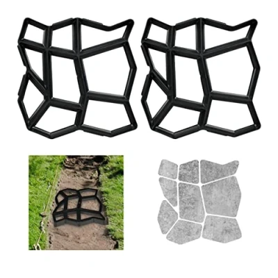 Image de Relaxdays Moule en Lot de 2, DIY Conception d&#039;allées Jardin, à couler soi même, HxLxP : 4x42x42 cm, Plastique, Noir