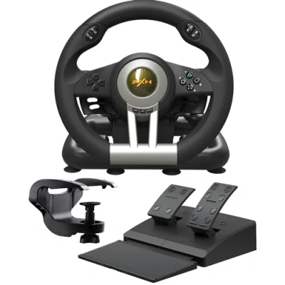Image de PXN V3 Pro Volant de Jeux, avec Pedale 180 PC, Retour Vibration, Palettes Changement Vitesse pour PS3, PS4, Switch, Xbox one et Series S &amp; X Noir