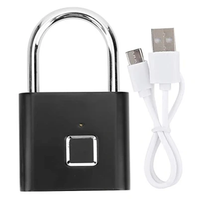 Image de cadenas intelligent à empreinte digitale, Mini électronique sans clé, Serrure intelligente USB portable, manille pour cadenas, de porte
