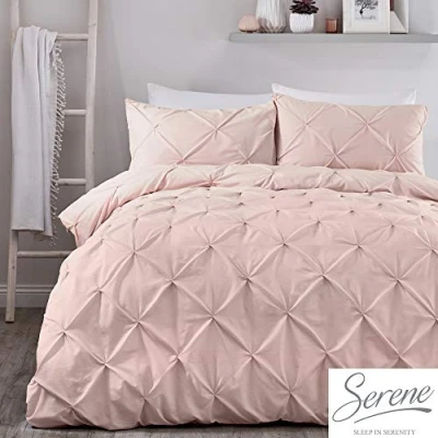 Image de Serene Lara Parure de lit froncée Facile d&#039;entretien Rose