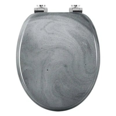 Image de WOLTU Abattant WC, Cuvette Toilette, WC avec Frein de Chute, Lunette Toilettes en Forme O, Charnières Réglables, Montage par Bas, MDF, Motif, WS2951