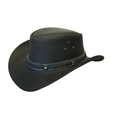 Image de Infinity Unisexe Noir en Cuir Buisson Safari Aussie Style Cowboy Classique Occidental Outback Chapeau M