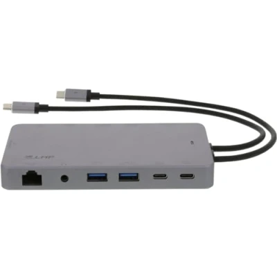 Image de LMP USB C Display Dock 2 4K 12 ports, 2x HDMI, Mini DP, DVI, VGA, Eth., 3.0, C, aluminium, gris sidéral