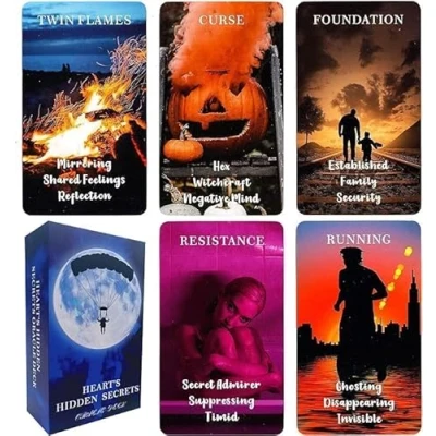 Image de Twin Flame Love Oracle Cards Hearts Hidden Secrets Deck, 78 cartes de tarot pour débutants, aide à découvrir ce qui est vraiment dans leur espace cardiaque