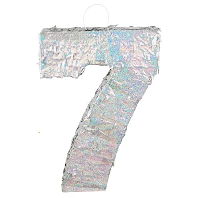 Image de Boland Chiffres Pinata, taille 40 x 28 8 cm, chiffre holographique, numéro, argent, Jubilé, Anniversaire, Décoration, Jeu de fête