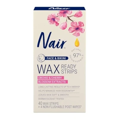 Image de Nair Wax Ready Strips for Face and Bikini, 40 Count by